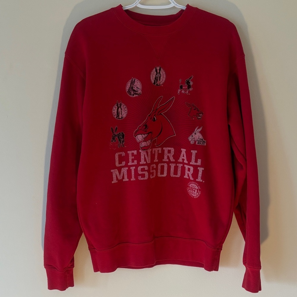 Central Missouri "Logo Hostory" Red Crewneck Sweater